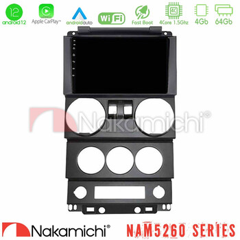 Nakamichi Nam5260 Series 4core Android12 4+64gb Jeep Wrangler 2door 2008-2010 Navigation Multimedia Tablet 9 με Carplay &Amp; Android Auto u-n44-Jp022n
