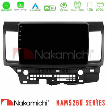 Nakamichi Nam5260 Series 4core Android12 4+64gb Mitsubishi Lancer 2008 – 2015 Navigation Multimedia Tablet 10 με Carplay &Amp; Android Auto u-n44-Mt232