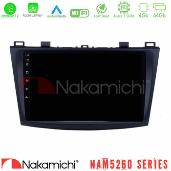 Nakamichi Nam5260 Series 4core Android12 4+64gb Mazda 3 2009-2014 Navigation Multimedia Tablet 9 με Carplay &Amp; Android Auto u-n44-Mz0228
