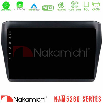Nakamichi Nam5260 Series 4core Android12 4+64gb Suzuki Swift 2017-2023 Navigation Multimedia Tablet 9 με Carplay & Android Auto u-n44-Sz0522
