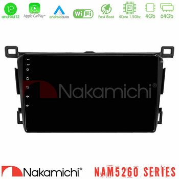 Nakamichi Nam5260 Series 4core Android12 4+64gb Toyota Rav4 2013-2018 Navigation Multimedia Tablet 9 με Carplay & Android Auto u-n44-Ty0435