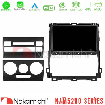 Nakamichi Nam5260 Series 4core Android12 4+64gb Toyota Land Cruiser J120 2002-2009 Navigation Multimedia Tablet 9 με Carplay & Android Auto u-n44-Ty0451