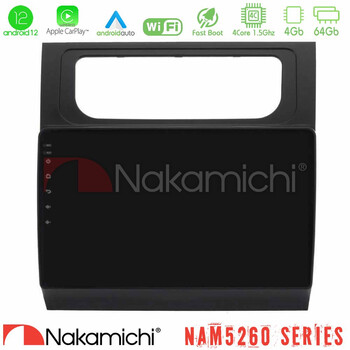 Nakamichi Nam5260 Series 4core Android12 4+64gb vw Touran 2011-2015 Navigation Multimedia Tablet 10 με Carplay &Amp; Android Auto u-n44-Vw1000