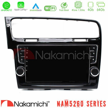 Nakamichi Nam5260 Series 4core Android12 4+64gb vw Golf 7 Navigation Multimedia Tablet 9 με Carplay &Amp; Android Auto (Oem Look) u-n44-Vw1381