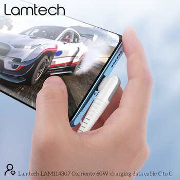 LAMTECH TYPE-C TO TYPE-C 60W DATA & CHARGE CABLE WHITE