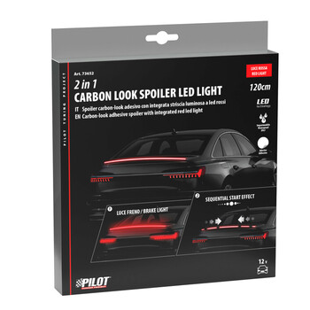 L7365.2 ΤΑΙΝΙΑ ΣΙΛΙΚΟΝΗΣ LED ΚΟΚΚΙΝΟ ΦΩΣ CARBON-LOOK ΠΟΡΤ ΜΠΑΓΚΑΖ  SPOILER LED LIGHT 12V IP67 25χ10mm 120cm LAMPA -  1 Τεμ.