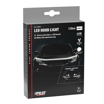 L7365.3 ΤΑΙΝΙΑ ΣΙΛΙΚΟΝΗΣ LED ΜΕ ΛΕΥΚΟ ΦΩΣ ΓΙΑ ΚΑΠΟ ΕΜΠΡΟΣ ΑΥΤΟΚΟΛΛΗΤΗ HOOD LED LIGHT 12V IP67 12Χ5mm 120cm LAMPA -  1 Τεμ.