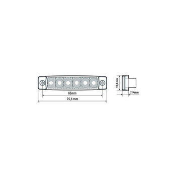 L9703.6 ΦΩΣ ΟΓΚΟΥ 9>32V 6 LED ΚΟΚΚΙΝΟ ΧΡΩΜΑ 95,6x19,8mm ΜΕ ΕΓΚΡΙΣΗ ΤΥΠΟΥ E148 LAMPA -  1 Τεμ.