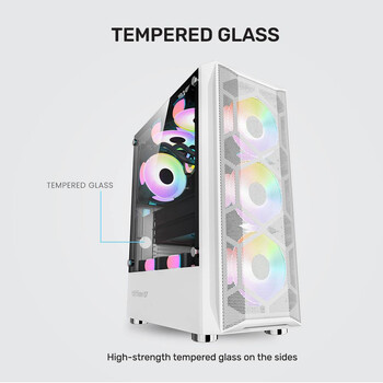 ARMAGGEDDON GAMING PC CASE DUAL CHAMBER WITH 3 ARGB FANS TRITRON 3 WHITE