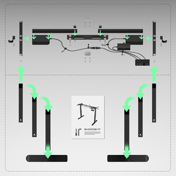 ICY BOX ERGONOMIC WORKSTATION, MOTORISED DESK INCL. SPILLED DESKTOP 140x170CM AND DIGITAL MEMORY TOUCH PANEL
