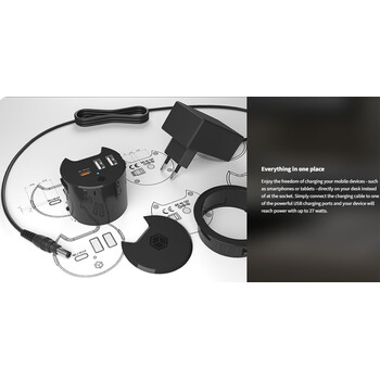ICY BOX DESK USB CHARGER PD 27W & QC3.0