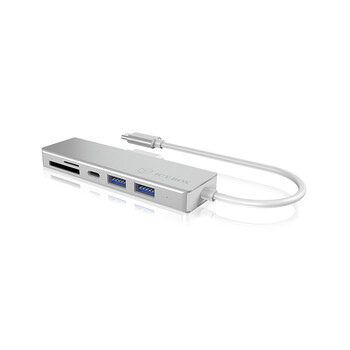 ICY BOX TYPE-C 3-PORT USB 3.2 HUB AND MULTI CARD READER SILVER