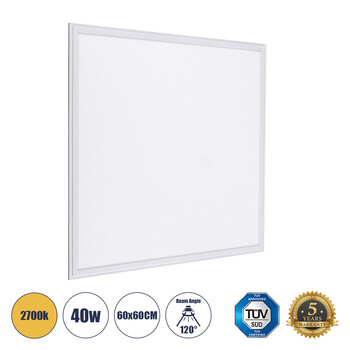 GloboStar® 60208-1 Χωνευτό LED Panel Milky Super Slim 60x60cm 40W 3600lm 120° CRI≥80Ra UGR