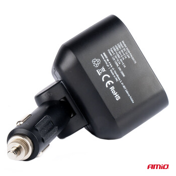 04173/AM ΑΝΤΑΠΤΟΡΑΣ ΑΝΑΠΤΗΡΑ ΔΙΠΛΟΣ 12/24V ΜΕ ΒΟΛΤΟΜΕΤΡΟ ΜΕ 3 ΘΥΡΕΣ USB AMIO - 1 Τεμ.