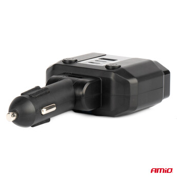04174/AM ΑΝΤΑΠΤΟΡΑΣ ΑΝΑΠΤΗΡΑ ΔΙΠΛΟΣ 12/24V ΜΕ ΒΟΛΤΟΜΕΤΡΟ ΜΕ 3 ΘΥΡΕΣ USB AMIO - 1 Τεμ.