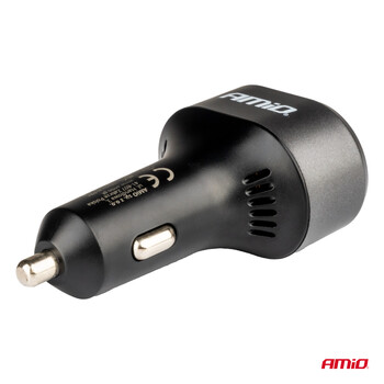 04177/AM ΦΟΡΤΙΣΤΗΣ ΑΝΑΠΤΗΡΑ ΜΕ 3 ΘΥΡΕΣ 2xUSB-C 65W/20W+USB-A QUICK CHARGE 3.0 ΜΑΥΡΟ AMIO - 1 Τεμ.