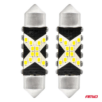 04236/AM ΛΑΜΠΑΚΙΑ ΠΛΑΦΟΝΙΕΡΑΣ 36mm 12/24V C5W 5500K 12xSMD 2016 CAN-BUS FESTOON (ΛΕΥΚΟ) ΑΜΙΟ - 2 ΤΕΜ.
