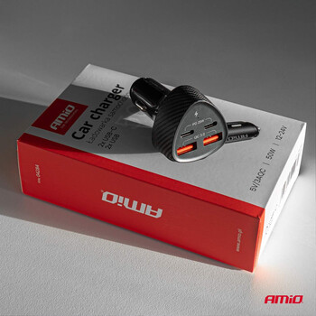 04284/AM ΦΟΡΤΙΣΤΗΣ ΑΝΑΠΤΗΡΑ ΜΕ 4 ΘΥΡΕΣ 2xUSB-A+2xUSB-C 50W ΜΑΥΡΟ AMIO - 1 Τεμ.