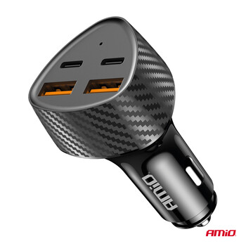 04284/AM ΦΟΡΤΙΣΤΗΣ ΑΝΑΠΤΗΡΑ ΜΕ 4 ΘΥΡΕΣ 2xUSB-A+2xUSB-C 50W ΜΑΥΡΟ AMIO - 1 Τεμ.