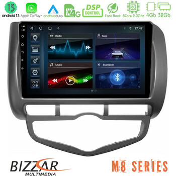 Bizzar m8 Series Honda Jazz 2002-2008 (Auto A/c) 8core Android13 4+32gb Navigation Multimedia Tablet 9 u-m8-Hd0893