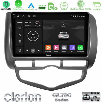 Clarion Gl700 Series 8core Android13 4+64gb Honda Jazz 2002-2008 (Auto A/c) Navigation Multimedia Tablet 9 με Carplay &Amp; Android Auto u-gl7-Hd0893