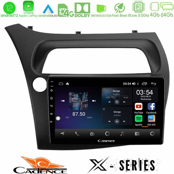 Cadence x Series Honda Civic 8core Android12 4+64gb Navigation Multimedia Tablet 9 u-x-Hd0942