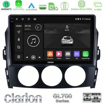 Clarion Gl700 Series 8core Android13 4+64gb Mazda mx-5 2006-2008 Navigation Multimedia Tablet 9 με Carplay &Amp; Android Auto u-gl7-Mz1171