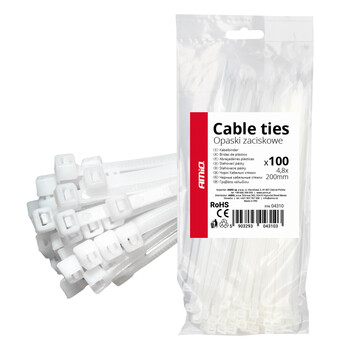 04310/AM ΔΕΜΑΤΙΚΑ/ΔΕΤΙΚΑ ΚΑΛΩΔΙΩΝ TIE WRAP (ΤΑΙΡΑΠ) 4.8 x 200mm (ΛΕΥΚΟ)  ΑΜΙΟ - 100 ΤΕΜ.