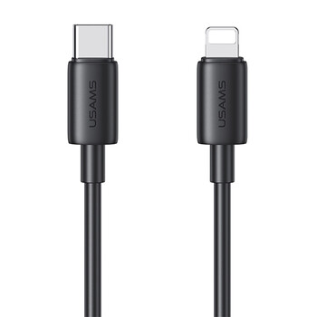 USAMS καλώδιο Lightning σε USB-C US-SJ712, 30W, 480Mbps, 1m, μαύρο