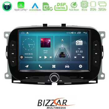 Bizzar Fiat 500 2016> 8core Android14 2+32gb Navigation Multimedia Deckless 7″ με Carplay/androidauto (Oem Style) u-am-Ft1150