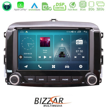 Bizzar Fiat 500l 8core Android14 2+32gb Navigation Multimedia Deckless 7″ με Carplay/androidauto (Oem Style) u-am-Ft410