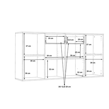 Μπουφές Drepen pakoworld μελαμίνη σε λευκό και sonoma χρώμα 162.3x34.2x81.7εκ