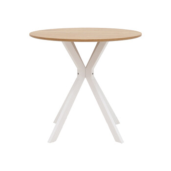 Τραπέζι Xuson pakoworld φυσικό mdf-πόδι λευκό μέταλλο Φ80x75εκ