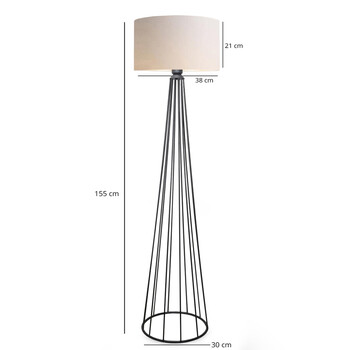 Φωτιστικό δαπέδου Firdo I pakoworld Ε27 ύφασμα κρέμα-μέταλλο μαύρο Φ38x121εκ