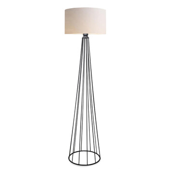 Φωτιστικό δαπέδου Firdo I pakoworld Ε27 ύφασμα κρέμα-μέταλλο μαύρο Φ38x121εκ