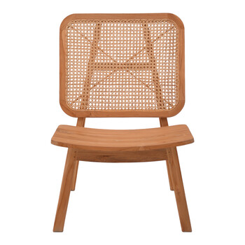 Πολυθρόνα Viborg pakoworld φυσικό teak ξύλο-φυσικό rattan 60x75x87εκ