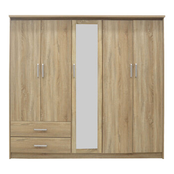 Ντουλάπα ρούχων πεντάφυλλη OLYMPUS pakoworld σε φυσική απόχρωση 198x57x183εκ