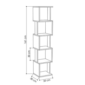 Βιβλιοθήκη - στήλη Piri pakoworld χρώμα φυσικό-ανθρακί 35x30x161εκ