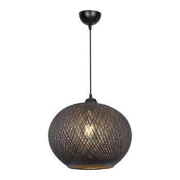 Φωτιστικό οροφής μονόφωτο Leshia pakoworld Ε27 μαύρο Φ38x75εκ