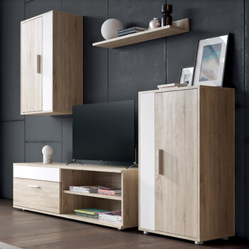 Σύνθετο σαλονιού Zafira pakoworld sonoma-λευκό 190x35x190εκ Σύνθετο σαλονιού Zafira pakoworld sonoma-λευκό 190x35x190εκ