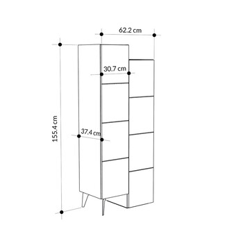 Ντουλάπι-στήλη Romane pakoworld λευκό 62.2x37.4x155.4εκ