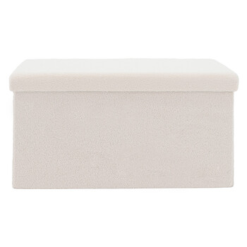 Σκαμπό-μπαούλο Forward pakoworld ύφασμα μπουκλέ ivory 76.5x38x37.5εκ