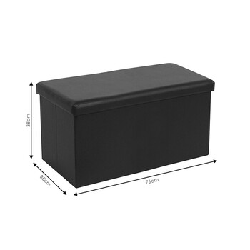 Σκαμπό-μπαούλο Cooperation pakoworld pu μαύρο 76x38x38εκ