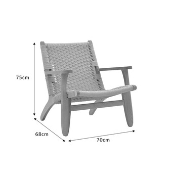 Πολυθρόνα Chiara pakoworld ξύλο οξιάς φυσικό-έδρα φυσικό σχοινί 70x68x75εκ