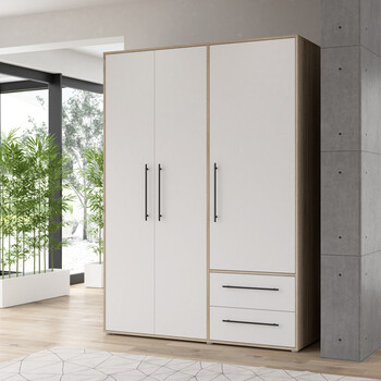 Ντουλάπα ρούχων Razol pakoworld τρίφυλλη λευκό-sonoma μελανίνης 144.5x59x200εκ