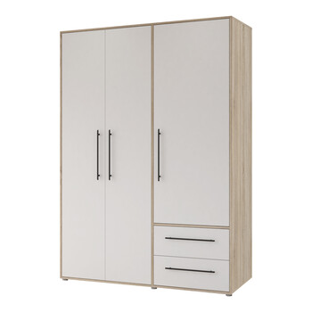 Ντουλάπα ρούχων Razol pakoworld τρίφυλλη λευκό-sonoma μελανίνης 144.5x59x200εκ