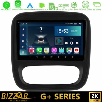 Bizzar g+ Series Renault/nissan/opel/fiat 8core Android12 6+128gb Navigation Multimedia Tablet 9 u-g-Rn1102