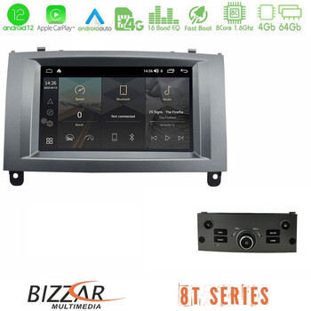 Bizzar oem Peugeot 407 2004-2011 8core Android12 4+64gb Navigation Multimedia Deckless 7 με Carplay/androidauto u-mtf-Pg9588