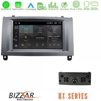 Bizzar oem Peugeot 407 2004-2011 8core Android12 2+32gb Navigation Multimedia Deckless 7 με Carplay/androidauto u-mtt-Pg9588