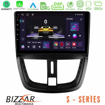Bizzar s Series Peugeot 207 8core Android13 6+128gb Navigation Multimedia Tablet 9 u-s-Pg0688